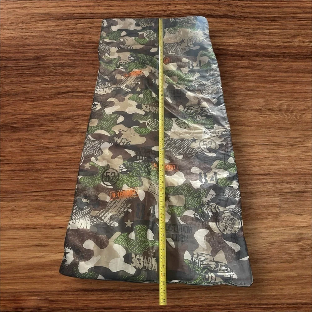 Kids Sleeping Bag Camouflage Youth Camping Lightweight Army Green Orange 56x26”